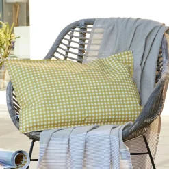 EMINZA Housse de coussin extérieur rectangulaire (40 x 60 cm) Vickie Jaune Vichy jaune Outlet