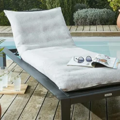 L'effet papillon Housse de coussin pour bain de soleil (190 x 70 cm) Naia galet Gris Hot