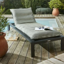 L'effet papillon Housse de coussin pour bain de soleil (190 x 70 cm) Naia Vert nenuphar Vert mousse Sale