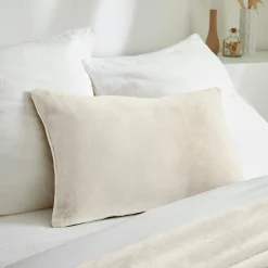 EMINZA Housse de coussin rectangulaire flanelle (40 x 60 cm) Didou grège Beige