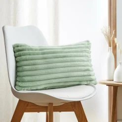 EMINZA Housse de coussin rectangulaire flanelle (30 x 50 cm) Dune Vert sauge