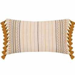 ATMOSPHERA Housse de coussin rectangulaire coton (30 x 50 cm) Amady Jaune ocre Discount