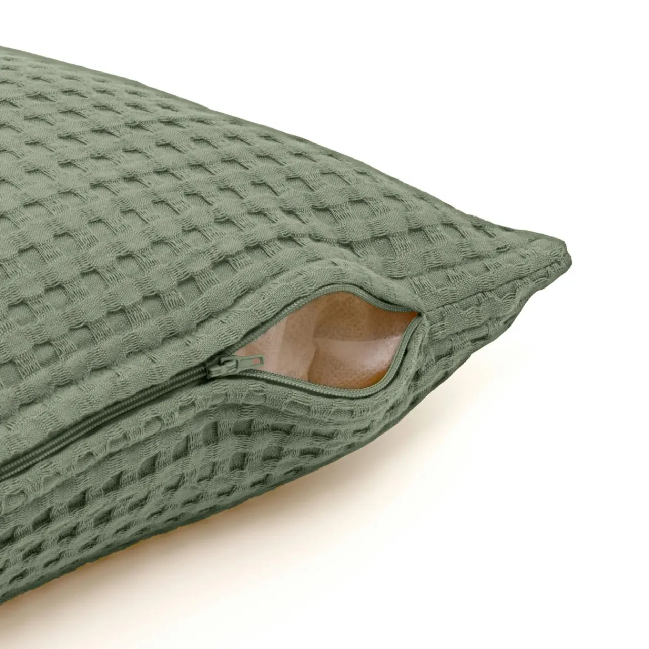 EMINZA Housse de coussin rectangulaire coton nid d'abeille (30 x 50 cm) Maya Vert romarin Clearance