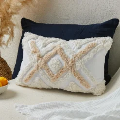 ATMOSPHERA Housse de coussin rectangulaire coton (30 x 50 cm) Rory Ivoire Best