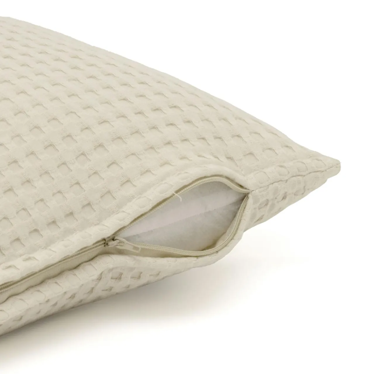 EMINZA Housse de coussin rectangulaire coton nid d'abeille (30 x 50 cm) Maya pampa Beige Best