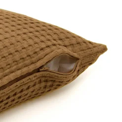 EMINZA Housse de coussin rectangulaire coton nid d'abeille (30 x 50 cm) Maya Camel Hot
