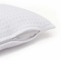EMINZA Housse de coussin rectangulaire coton nid d'abeille (30 x 50 cm) Maya he Blanc