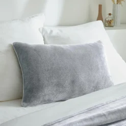 EMINZA Housse de coussin rectangulaire flanelle (40 x 60 cm) Didou Gris clair New