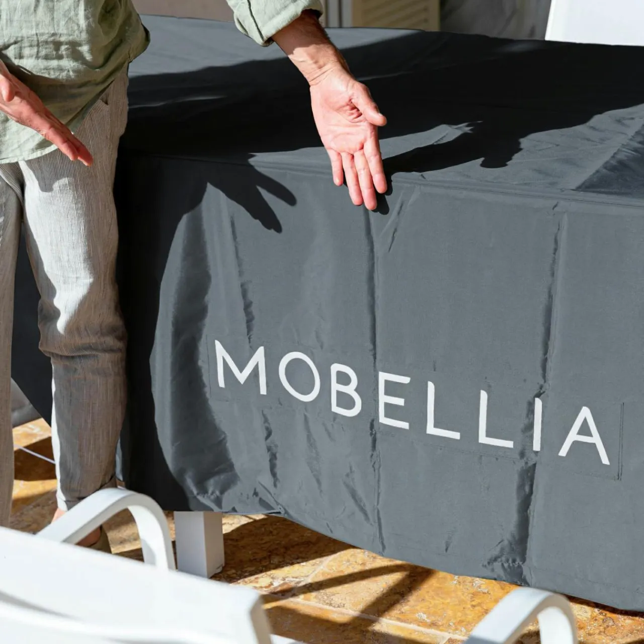 MOBELLIA Housse de protection Imperméable XL pour Table rectangulaire (308 x 190 cm) Gris Best