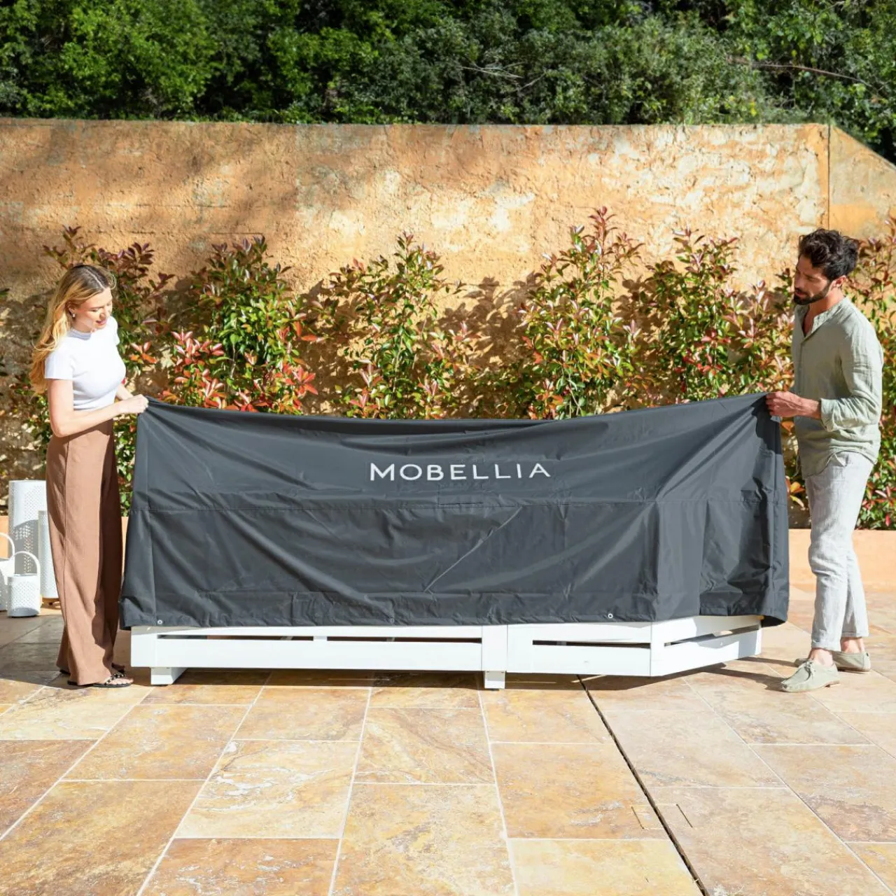 MOBELLIA Housse de protection Imperméable XL pour Salon de jardin (400 x 300 cm) Gris Sale