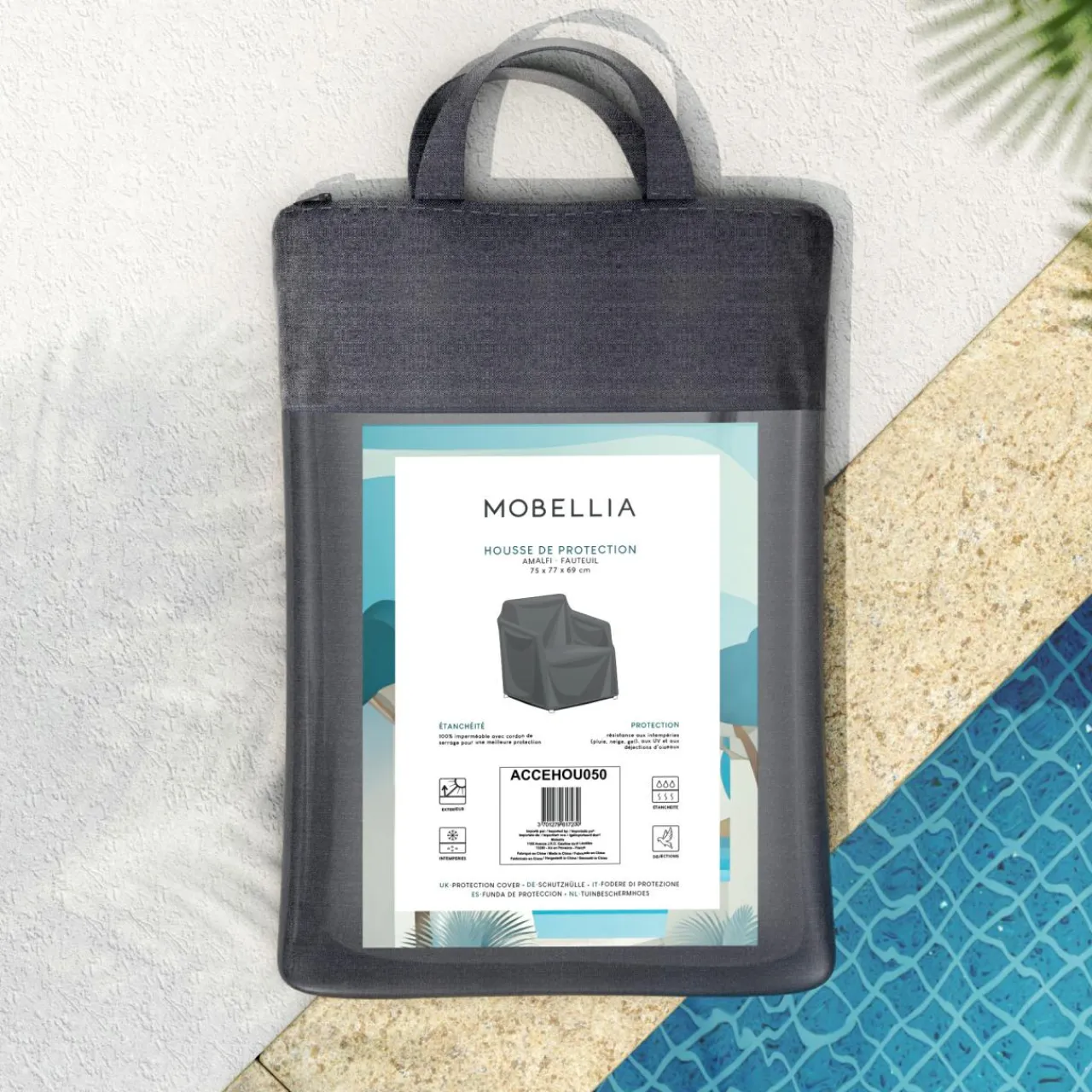 MOBELLIA Housse de protection imperméable pour Fauteuil détente (75 x 77 cm) Amalfi Gris Anthracite Clearance