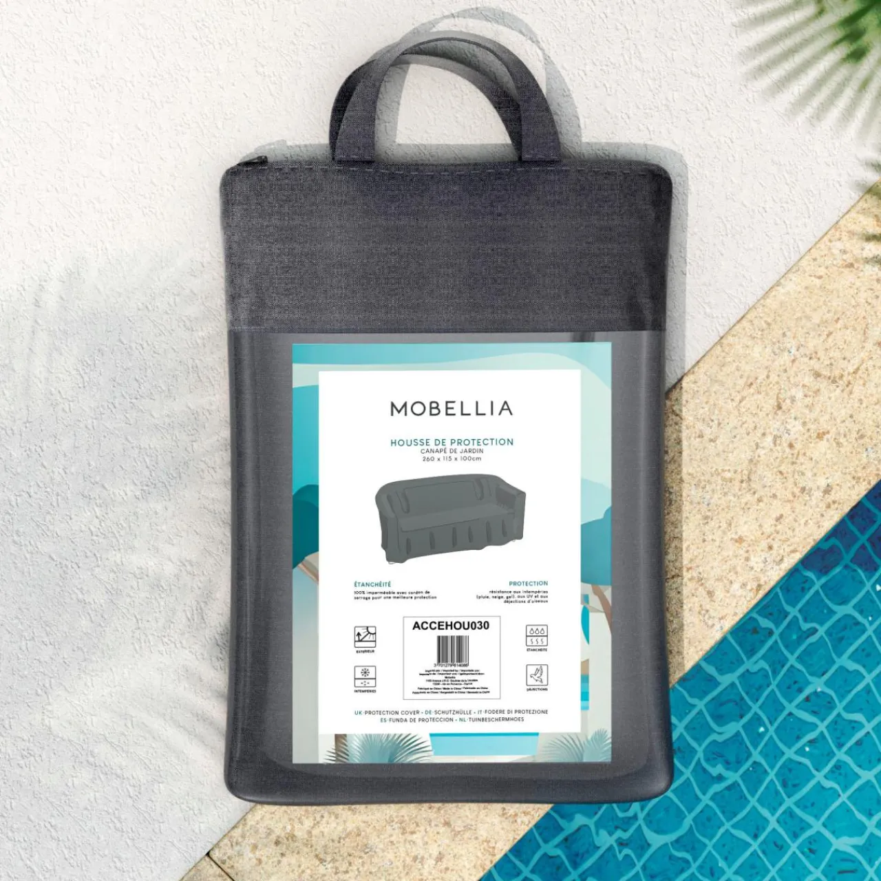 MOBELLIA Housse de protection Imperméable pour Canapé (260 x 115 cm) Gris Discount