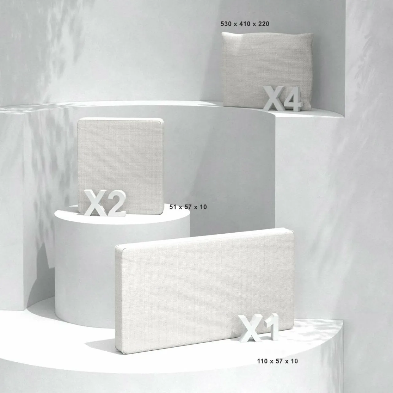 MOBELLIA Housses de coussin de remplacement pour salon de jardin Calvi 4 places - Blanc Hot