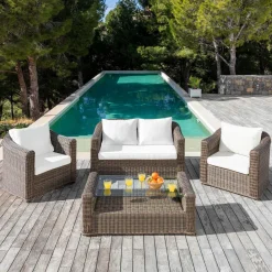 MOBELLIA Housses de coussin de remplacement pour salon de jardin Calvi 4 places - Blanc Hot