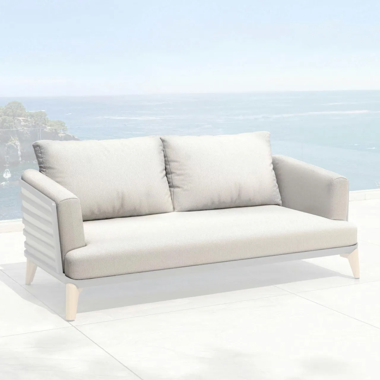 MOBELLIA Housses de coussin de remplacement pour Canapé 2 places Monte Carlo Gris clair Hot