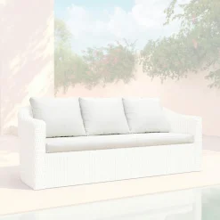 MOBELLIA Housses de coussin de remplacement pour Canapé 3 places Calvi Blanc Best