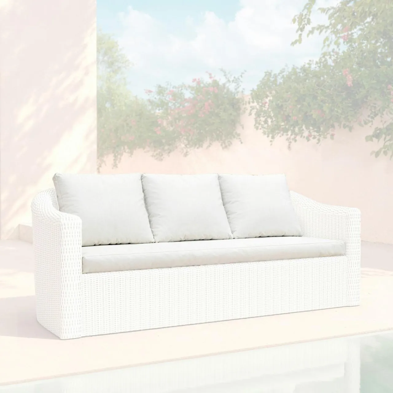 MOBELLIA Housses de coussin de remplacement pour Canapé 3 places Calvi Blanc Best