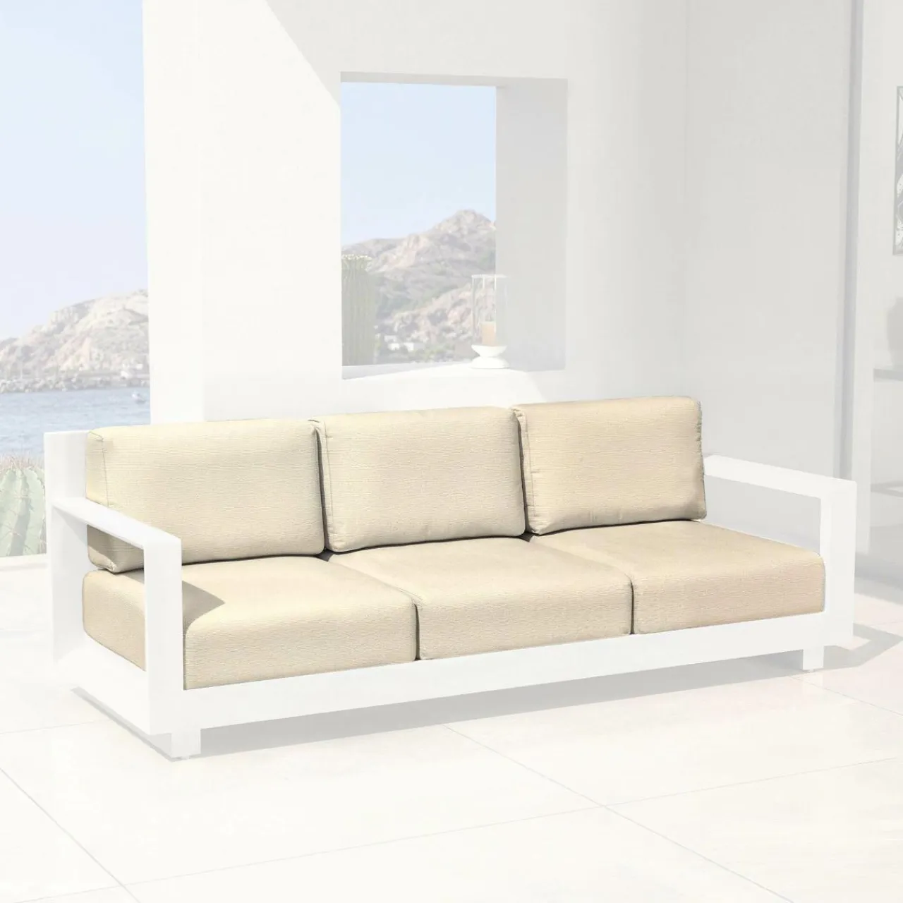 MOBELLIA Housses de coussin de remplacement pour Canapé 3 places Elba Beige Outlet
