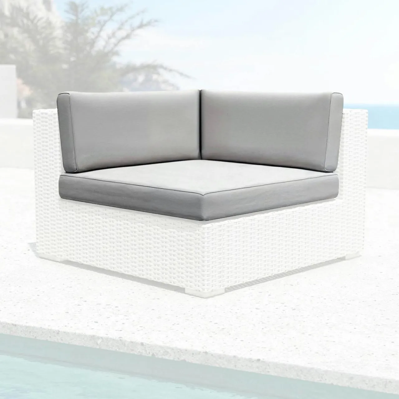 MOBELLIA Housses de coussin de remplacement pour Fauteuil d'angle Palma Gris Hot