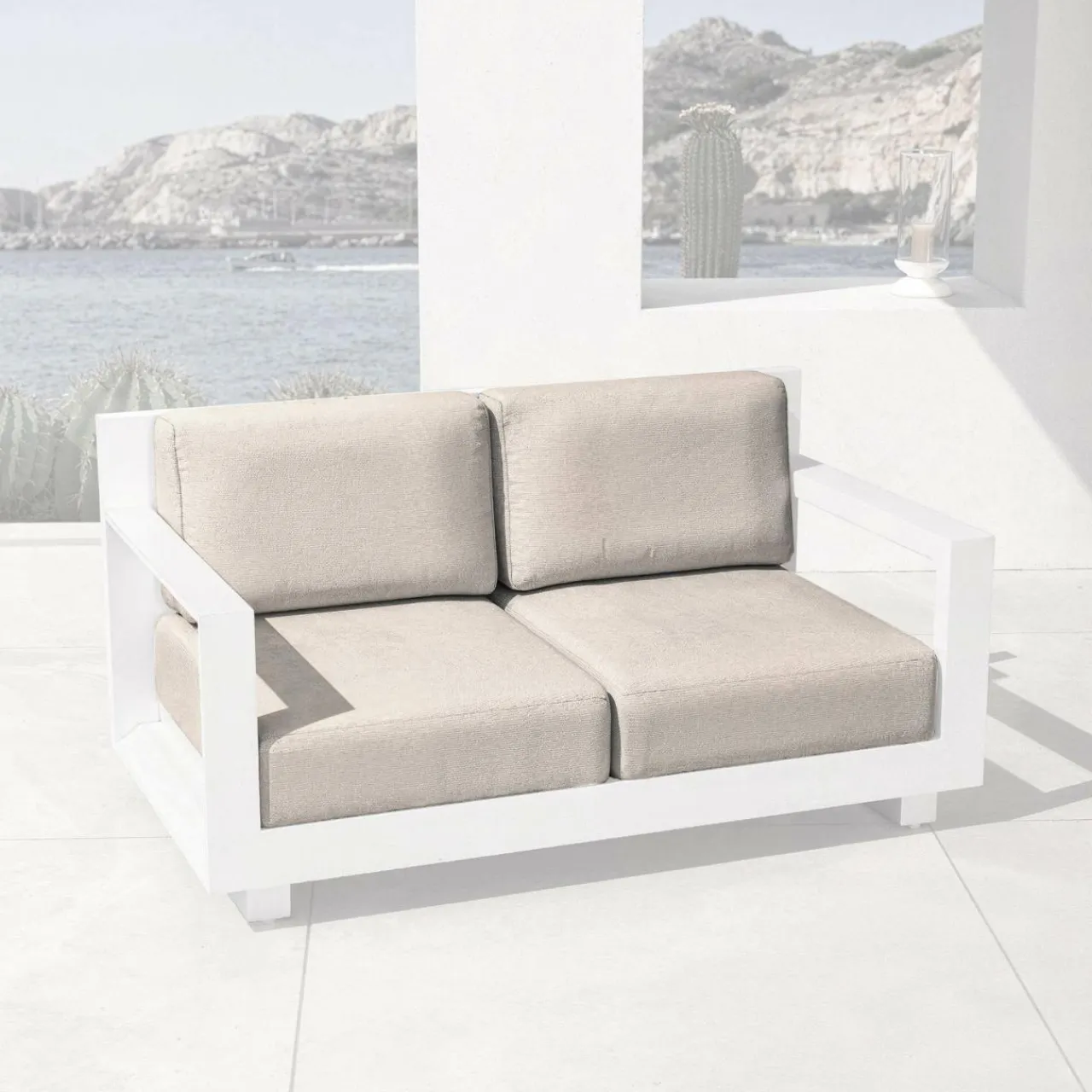 MOBELLIA Housses de coussin de remplacement pour Canapé 2 places Elba Taupe Hot
