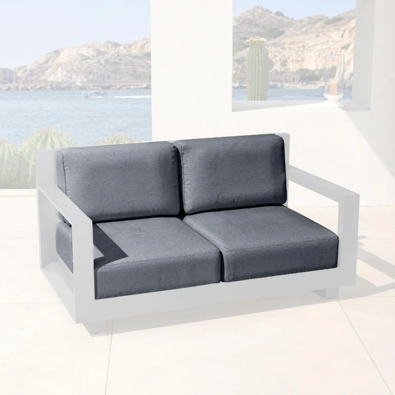 MOBELLIA Housses de coussin de remplacement pour Canapé 2 places Elba Gris Anthracite Clearance