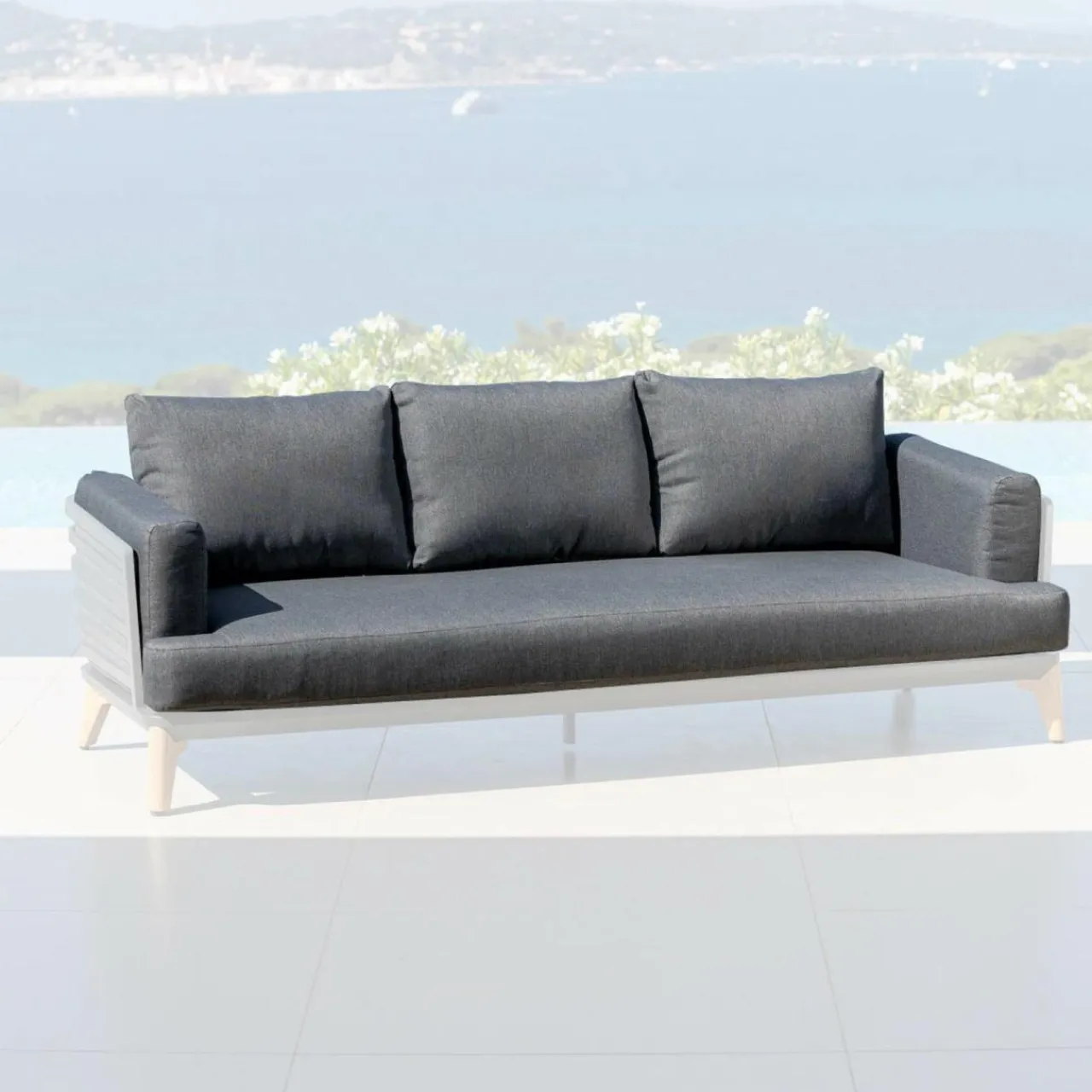 MOBELLIA Housses de coussin de remplacement pour Canapé 3 places Monte Carlo Gris Anthracite Best