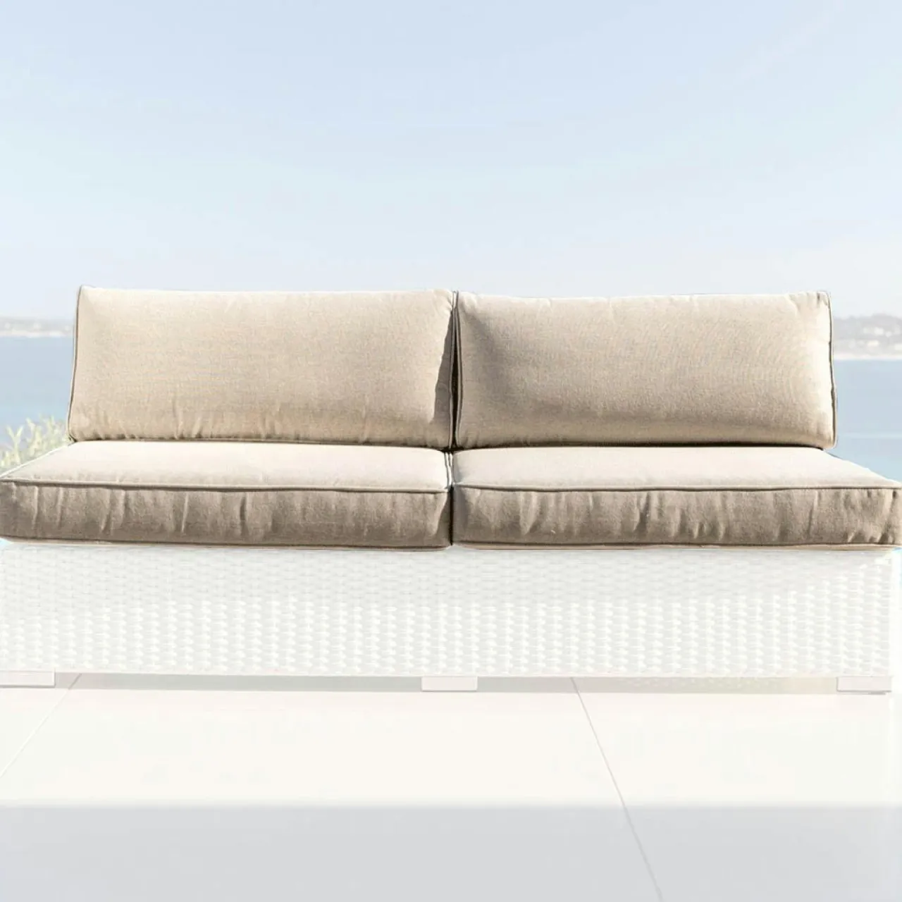 MOBELLIA Housses de coussin de remplacement pour Chauffeuse 2 places Palma Taupe Sale