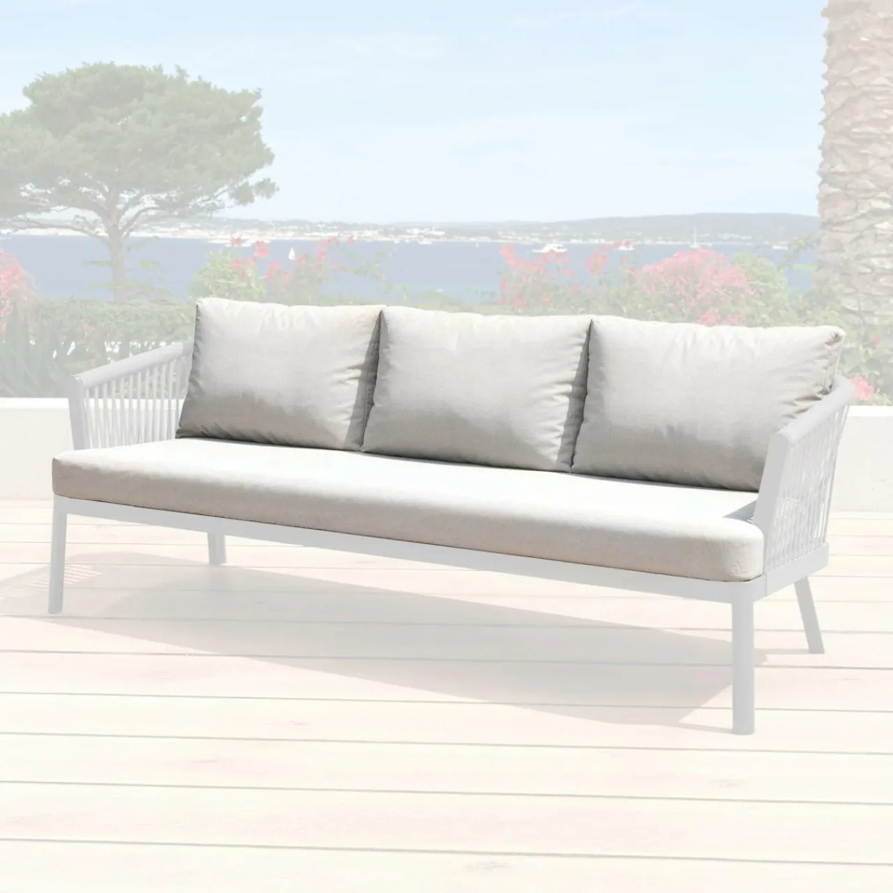 MOBELLIA Housses de coussin de remplacement pour Canapé 3 places Amalfi Gris clair