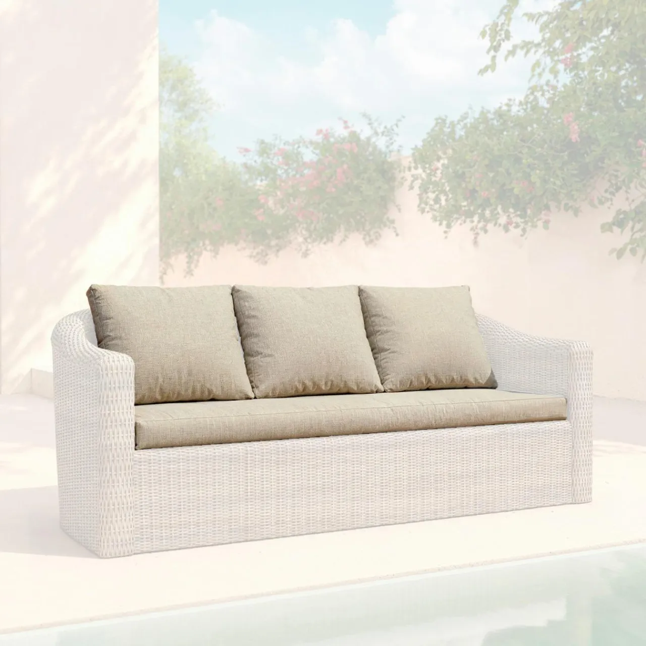 MOBELLIA Housses de coussin de remplacement pour Canapé 3 places Calvi Taupe Hot