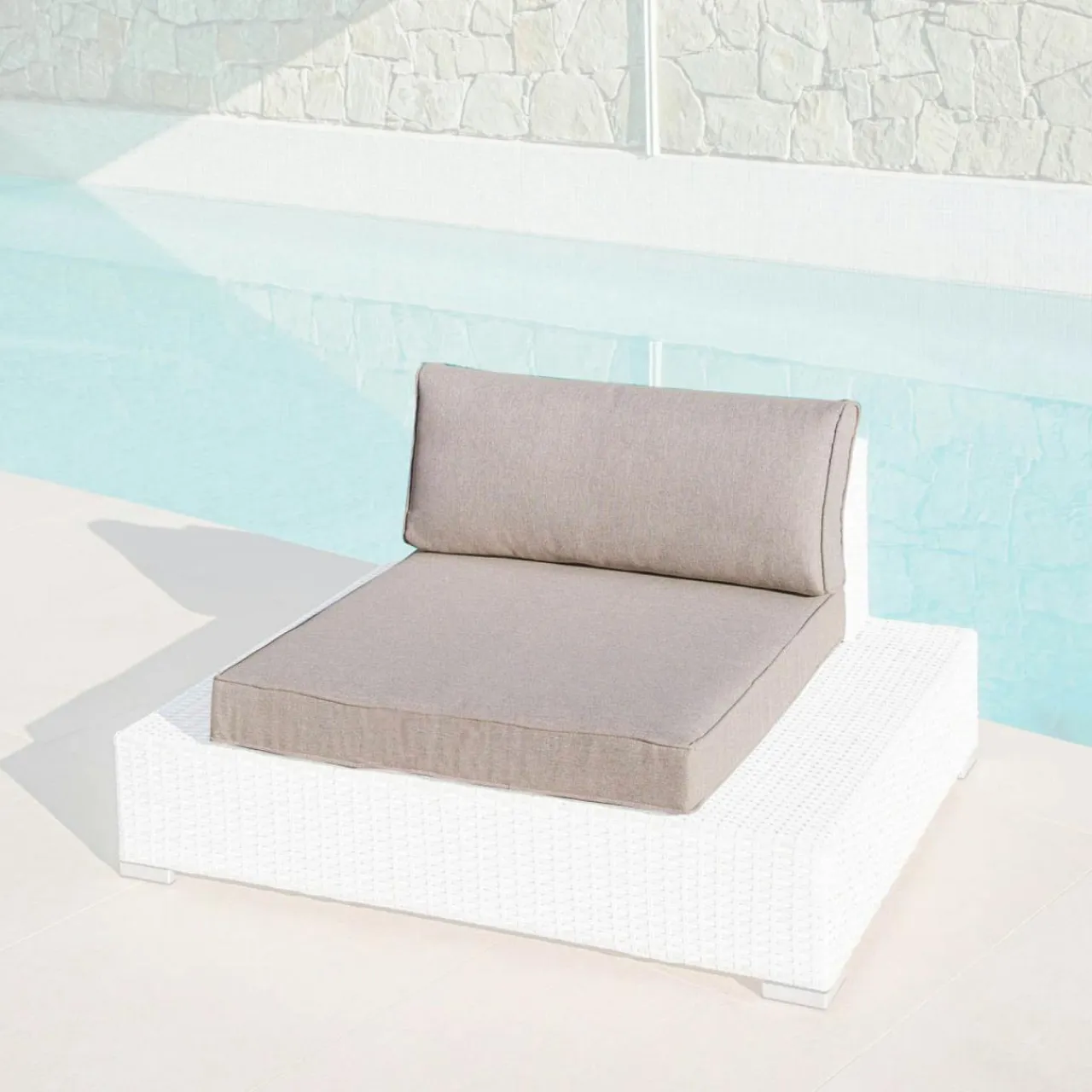 MOBELLIA Housses de coussin de remplacement pour Fauteuil Palma Taupe Best
