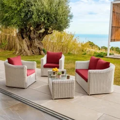 MOBELLIA Housses de coussin de remplacement pour salon de jardin Calvi 4 places - Rouge Online