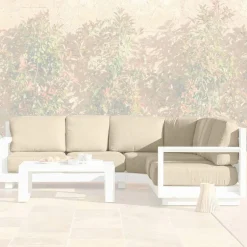 MOBELLIA Housses de coussin de remplacement pour salon de jardin d'angle Elba Beige Clearance
