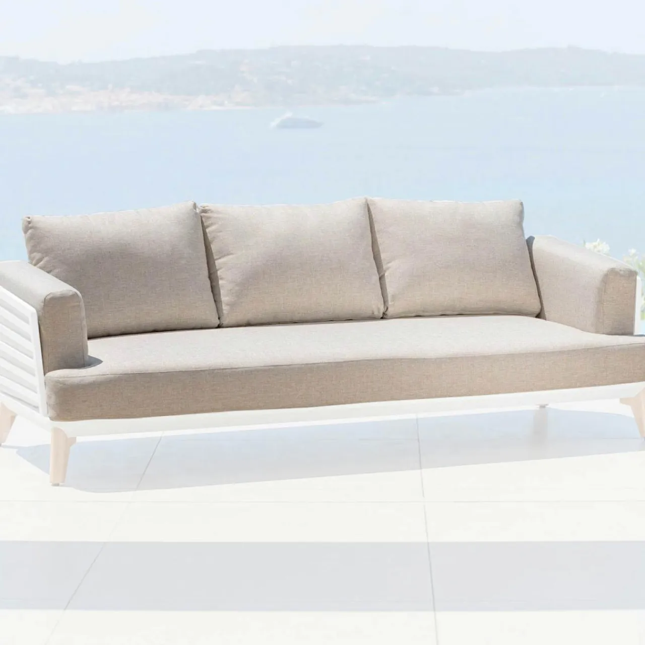 MOBELLIA Housses de coussin de remplacement pour Canapé 3 places Monte Carlo Taupe