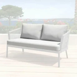 MOBELLIA Housses de coussin de remplacement pour Canapé 2 places Amalfi Gris clair Discount