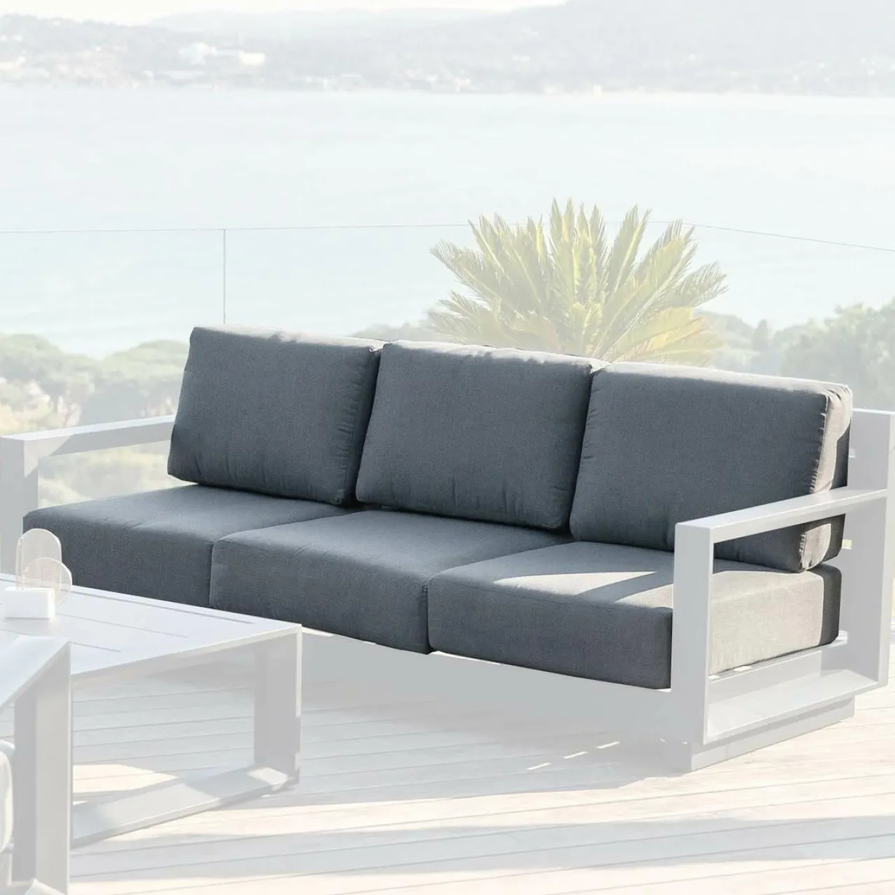 MOBELLIA Housses de coussin de remplacement pour Canapé 3 places Elba Gris Anthracite Outlet