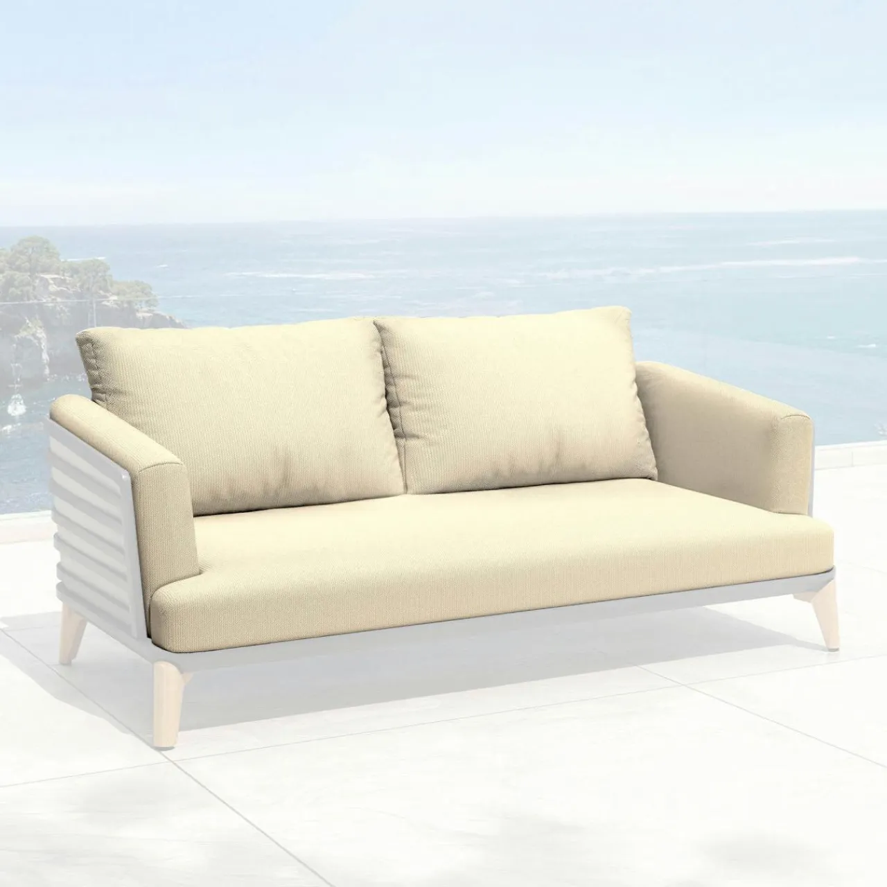 MOBELLIA Housses de coussin de remplacement pour Canapé 2 places Monte Carlo Beige Best