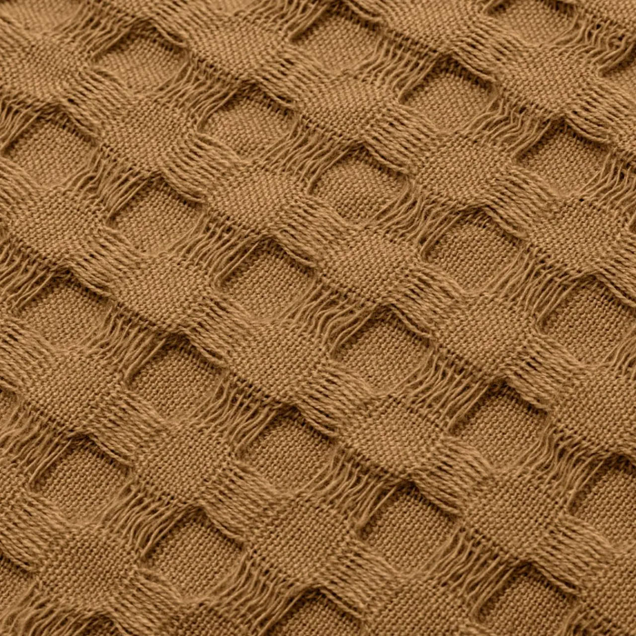 EMINZA Jeté de lit coton nid d'abeille (130 x 160 cm) Maya Camel