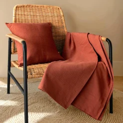 EMINZA Jeté de lit coton tissé (130 x 160 cm) Léa Terracotta Hot