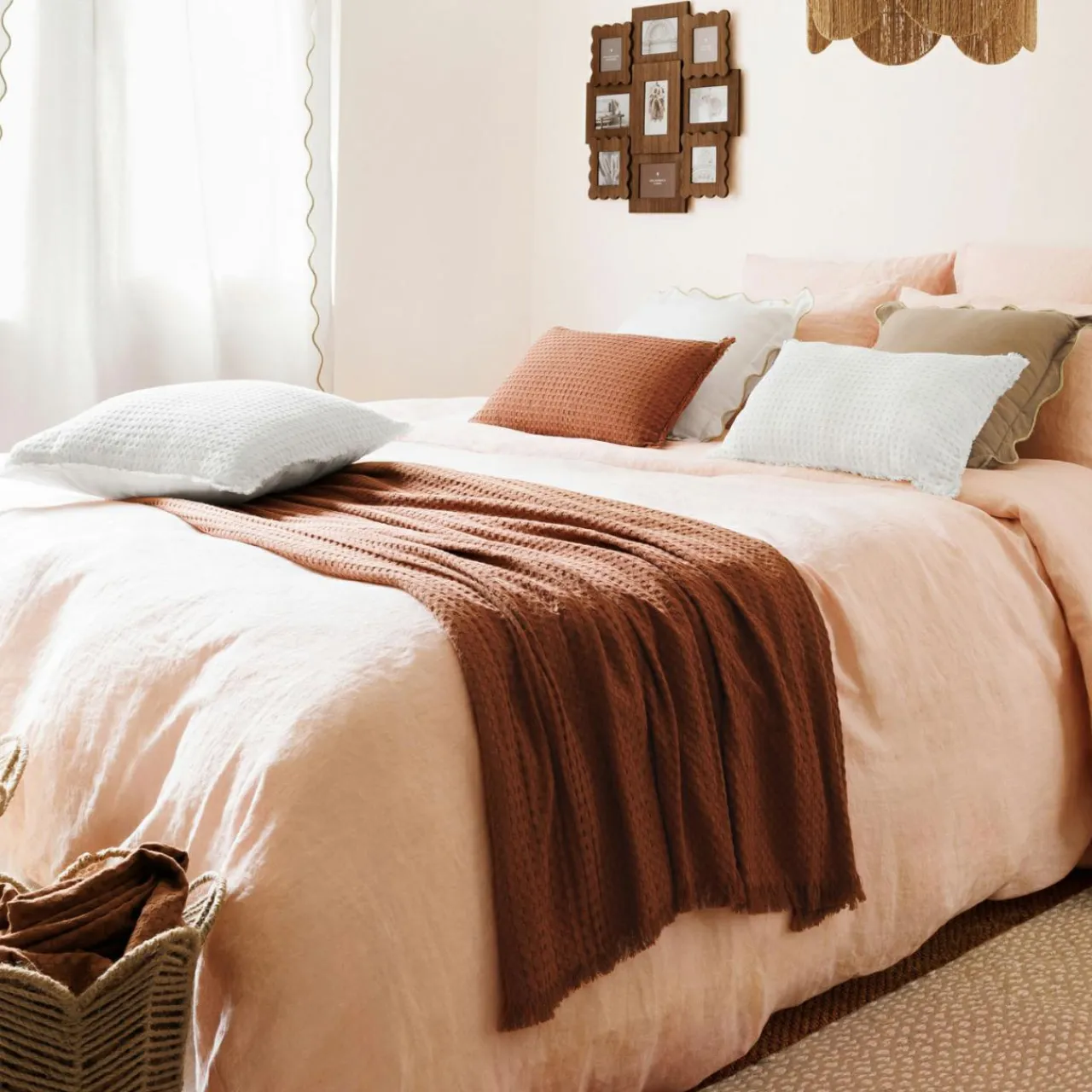 ATMOSPHERA Jeté de lit coton (130 x 180 cm) Widdy Terracotta New