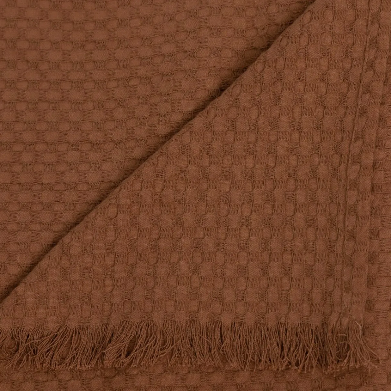 ATMOSPHERA Jeté de lit coton (130 x 180 cm) Widdy Terracotta New