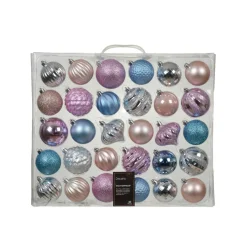 KAEMINGK Kit de décoration de sapin de Noël Agéna , argent et rose Bleu glacé Sale