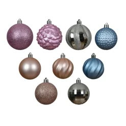 KAEMINGK Kit de décoration de sapin de Noël Agéna , argent et rose Bleu glacé Sale