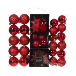 KAEMINGK Kit de décoration de Sapin de Noël (40 pcs) Cristal Rouge