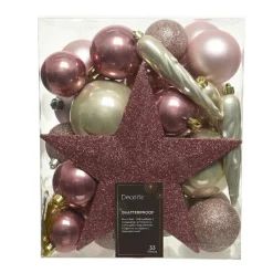 KAEMINGK Kit de décoration de sapin de Noël Novae multi Rose poudré/Perle/ Vieux rose Sale