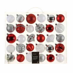 KAEMINGK Kit de décoration de sapin de Noël Agéna Rouge, Blanc et Argent Best