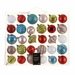 KAEMINGK Kit de décoration de sapin de Noël Agéna Blanc, Bleu pétillant, Pistache, Rouge et Rose poudré Discount