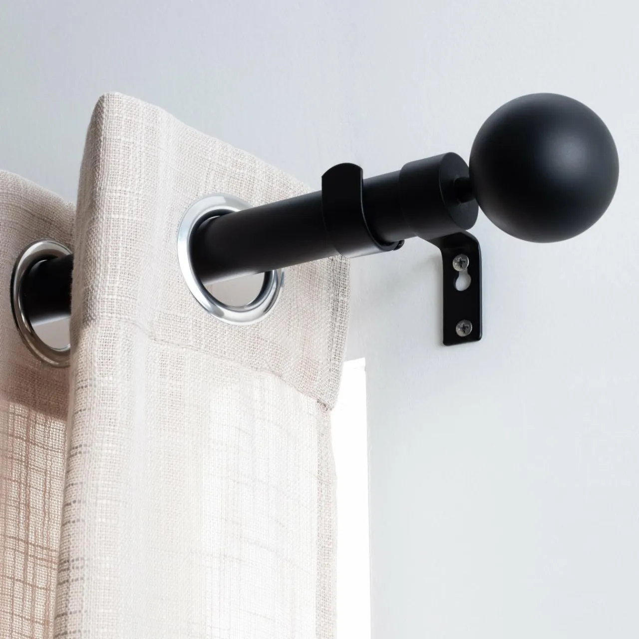 LUANCE Kit de tringle extensible (L120 - L210 cm / D28 mm) Gaïa Noir Discount