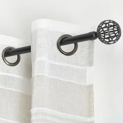 LUANCE Kit de tringle rideau extensible (L120 - L210 cm / D19 mm) Facette mat Noir Online