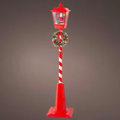 KAEMINGK Lampadaire de Noël illuminé et animé 33 LED (H180 cm) Neige tombante Rouge Discount