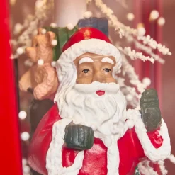 KAEMINGK Lampadaire de Noël illuminé, musical et animé 10 LED (H185 cm) Neige tombante Rouge Hot